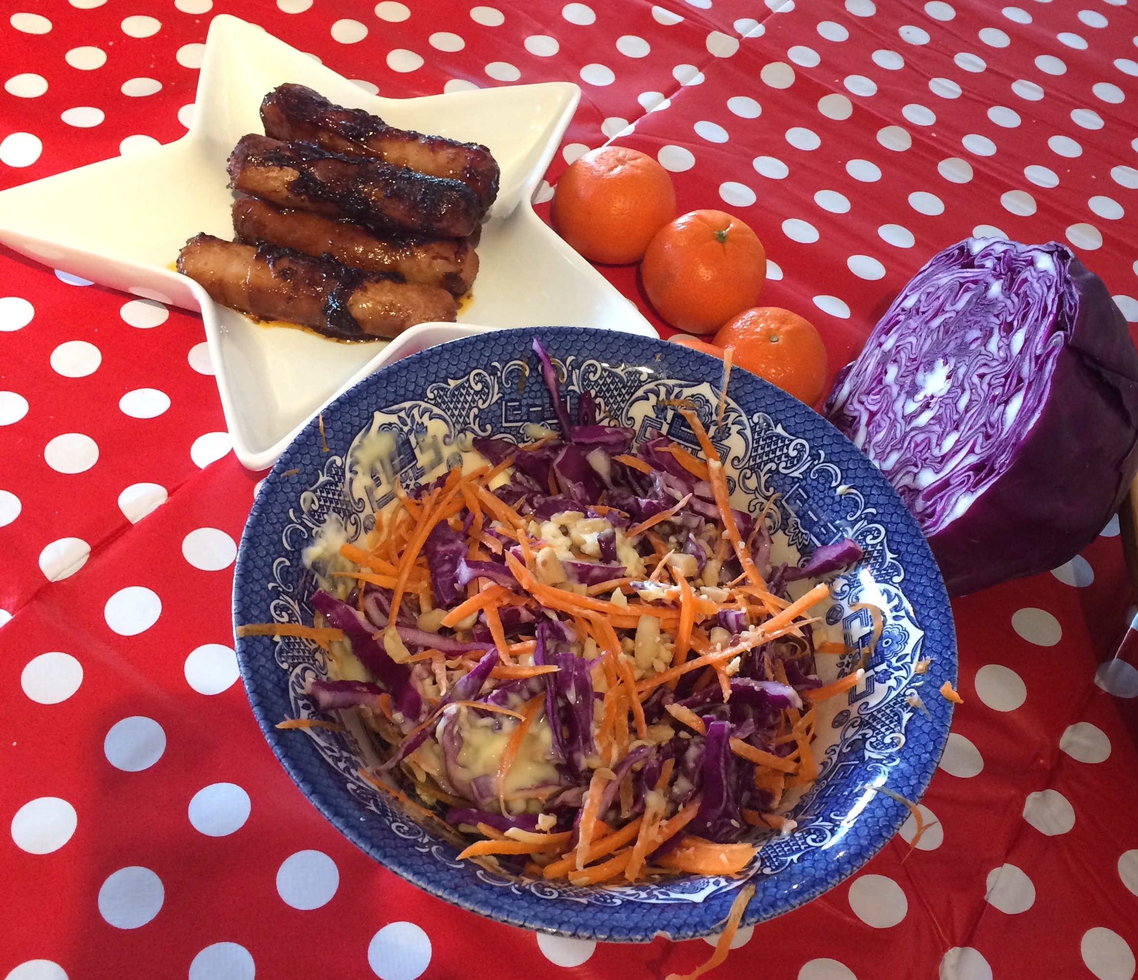 Sticky Sausages and Winter Slaw for Crocktober